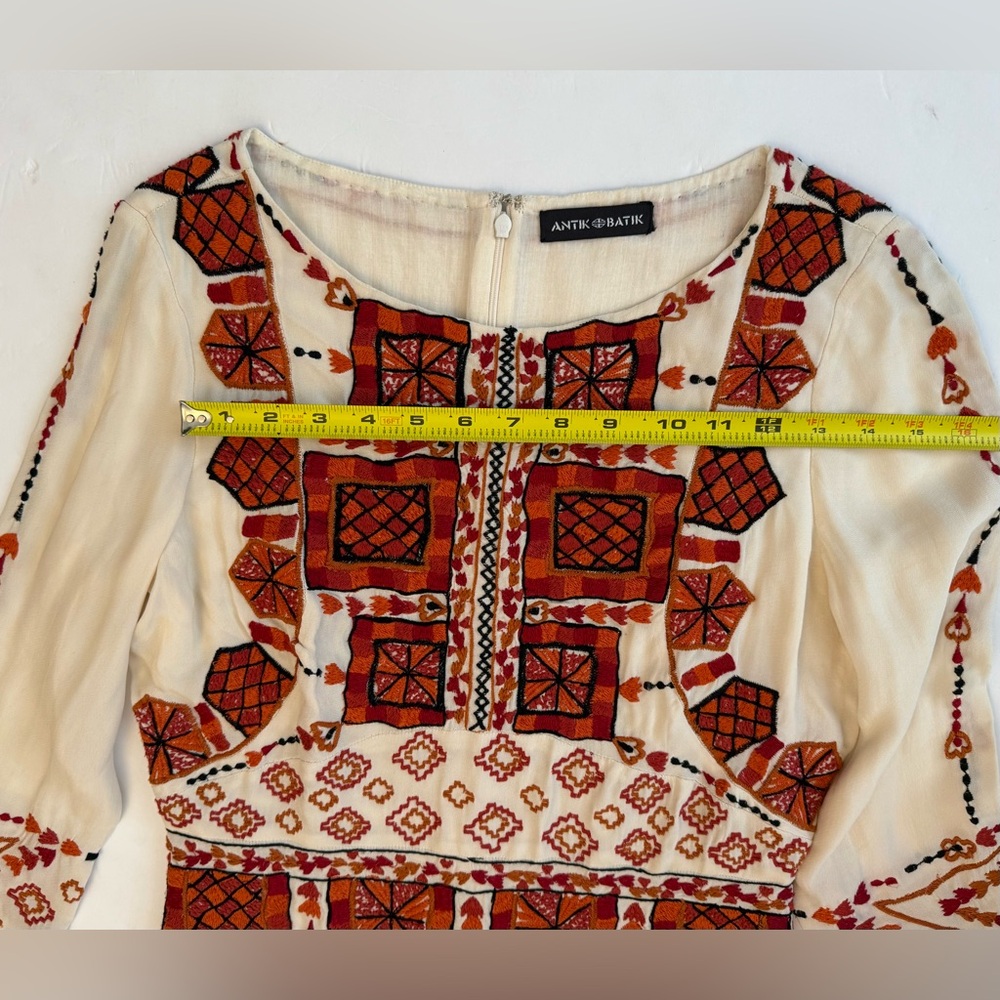 Antik Batik Cream Embroidered Mini Dress – Boho Festival Vibe - Picture 9 of 14